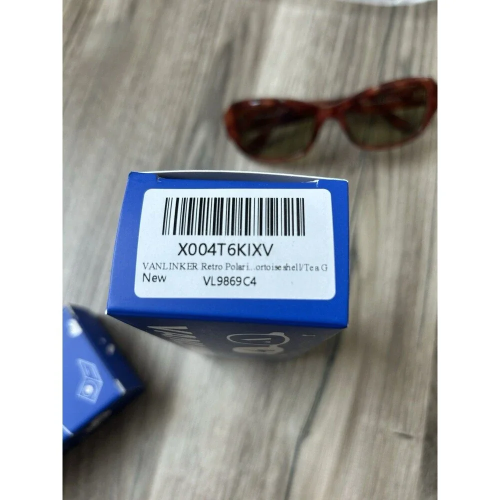 Vanlinker  Retro Polarized Rectangle Sunglasses Soft-Square Frame Tortoiseshell